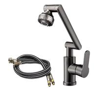 Rubinetto da cucina ribaltabile Rubinetto for lavabo con acqua calda e fredda for uso domestico, multifunzionale, universale, girevole, for bagno cucina(Grey 60CM)