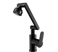 Rubinetto da cucina ribaltabile Rubinetto for lavabo con acqua calda e fredda for uso domestico, multifunzionale, universale, girevole, for bagno cucina(Black)