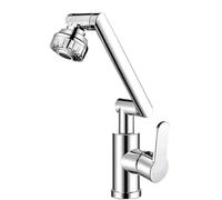 Rubinetto da cucina ribaltabile Rubinetto for lavabo con acqua calda e fredda for uso domestico, multifunzionale, universale, girevole, for bagno cucina(Silver)