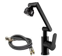 Rubinetto da cucina ribaltabile Rubinetto for lavabo con acqua calda e fredda for uso domestico, multifunzionale, universale, girevole, for bagno cucina(Black 60CM)