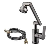 Rubinetto da cucina ribaltabile Rubinetto for lavabo con acqua calda e fredda for uso domestico, multifunzionale, universale, girevole, for bagno cucina(Grey 80CM)