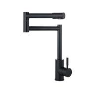 Rubinetto da cucina ribaltabile Rubinetto for lavello da cucina pieghevole universale con braccio girevole in acciaio inossidabile 304, miscelatore for acqua calda e fredda(Black)