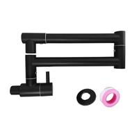 Rubinetto da cucina ribaltabile Rubinetto rotante pieghevole multifunzionale for fornello da cucina a parete, design a raffreddamento singolo, rotazione universale(Black)