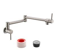 Rubinetto da cucina riempitivo for pentole, lavello con braccio oscillante a doppio snodo in ottone estensibile foro singolo 2 maniglie nichel spazzolato commerciale