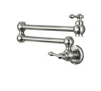 Rubinetto da cucina, riempitore di pentole, beccuccio a doppio snodo, pieghevole ed estensibile, braccio girevole, parete, ottone, foro singolo Funzionamento flessibile(Brushed Nickel C)
