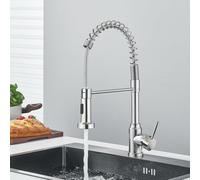 Rubinetto da cucina rimovibile Gourmet, 2 modalità di spruzzo, girevole su ponte, miscelatore monocomando per acqua calda e fredda, finitura cromata, ideale per lavello da cucina