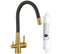 Laveo Riveco rubinetto da cucina con filtro verticale nero-oro/oro antico BRIBG68D
