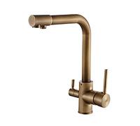 Rubinetto da Cucina, rubinetti da Cucina in Ottone Massiccio retrò Dorato con spruzzatore a Discesa Rubinetti da Cucina Estraibili ad Arco Alto con Maniglia Singola Rubinetto per lavello da Cucina