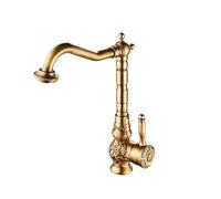 Rubinetto da cucina Rubinetto da bagno in ottone antico, miscelatori da cucina classici retrò for lavabo, rubinetto for acqua con maniglia singola girevole intaglio Stile semplice monoforo(SLT0681L)