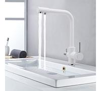 Rubinetto da cucina, rubinetto da cucina a 3 vie, girevole a 360°, rubinetto da cucina, rubinetto potabile, bianco