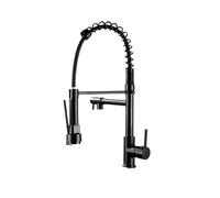 Rubinetto da cucina, Rubinetto da cucina in oro rosa nero, rubinetti a molla in nichel spazzolato, miscelatori for acqua calda e fredda con getto a 2 funzioni(Noir)