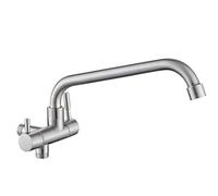 Rubinetto da cucina Rubinetto da cucina Nichel spazzolato nel muro Set di spruzzatura per rubinetto freddo Ugello per bidet Doppio comando Rubinetto doppio con aeratore, Nichel spazzolato/Nichel