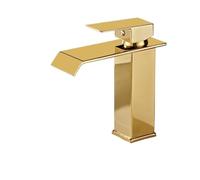 Rubinetto da cucina, rubinetto del lavandino del bacino a cascata, rubinetto a cascata oro e nero, ponte da bagno per bagno in ottone ponte di lavandino montato per il lavandino da cucina, bar,