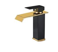 Rubinetto da cucina, rubinetto del lavandino del bacino a cascata, rubinetto a cascata oro e nero, ponte da bagno per bagno in ottone ponte di lavandino montato per il lavandino da cucina, bar,