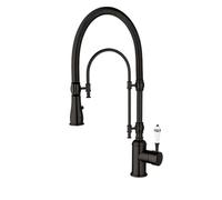 Rubinetto da cucina, rubinetto della cucina estraibile verso il basso, miscelatore caldo e freddo, rubinetto dell'acqua della gru, rubinetto a doppio foro per lavello per roulotte e lavandini
