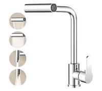 Rubinetto da Cucina, Rubinetto Lavello Cucina, Miscelatore da Cucina, Girevole a 360°, 4 Modalità di Getto D'acqua, Miscelatore Monocomando per Lavello da Cucina