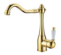 Rubinetto da cucina rustico nostalgico, miscelatore in ottone regolabile a 360°, miscelatore vintage per lavello con maniglie dorate, perfetto per l'arredamento classico della casa e l'aggiornamento