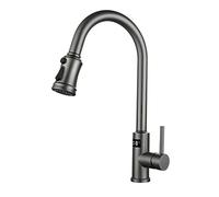 Rubinetto da cucina senza contatto, rubinetto intelligente automatico a mani libere con spruzzatore estraibile a 3 funzioni, grigio(Gray)