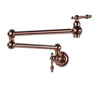 Rubinetto da cucina singolo pieghevole a freddo, da parete, in ottone, girevole, estensibile, per lavello da cucina a foro singolo, doppio interruttore, doppio snodo, oro (oro rosa)