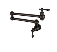 Rubinetto da cucina spazzolato, montaggio a parete, rubinetto for lavabo bagno, for lavaggio ad acqua fredda, beccuccio girevole e pieghevole, ottone per la maggior parte degli scenari(Black Bronze C)