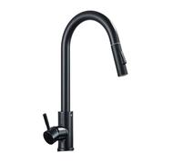 Rubinetto da cucina spazzolato/nero, monoforo, beccuccio estraibile, miscelatore for lavello da cucina, miscelatore con doccetta a getto(Black)