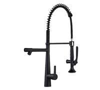 Rubinetto da cucina tira fuori cucina a 360 ° rubinetto del lavello da cucina morsa girevole con spruzzatore a tiro verso il basso, manico singolo in ottone solido commerciale caldo e freddo mixer