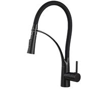 Rubinetto da cucina universale nero Pull Down Design a molla Miscelatore per acqua calda e fredda Ideale per lavello domestico Lavaggio di verdure Costruzione in rame