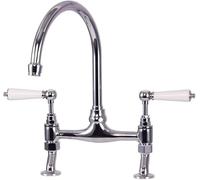 Rubinetto da cucina vintage di alta qualità in ottone massiccio a doppia maniglia con miscelatore for acqua calda fredda elegante rubinetto tradizionale for lavello(Silver)