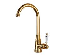Rubinetto da cucina vintage, miscelatore ad alta pressione, beccuccio girevole a 360°, design retrò in ottone, facile da installare, perfetto per cucine in stile rustico e rustico