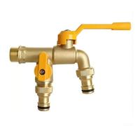 Rubinetto da esterno, 1 pezzo, rubinetto da giardino in lega di zinco, un ingresso e due uscite a connessione rapida, resistente al gelo, design a prova di crepe, per irrigazione del cortile (B)