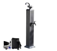 Rubinetto da esterno antigelo - Colonna d'acqua da giardino con 2 rubinetti e pistola a spruzzo, design a doppio tubo di ingresso dell'acqua per irrigazione e lavaggio del giardino