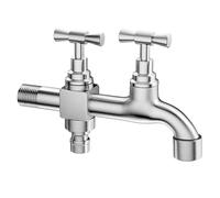 Rubinetto da Esterno Antigelo Rubinetto Giardino Doppio Rubinetto A Colonna da Cortile Esterno In Acciaio Inox,15cm