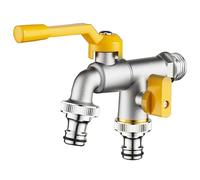 Rubinetto da esterno antiruggine e antigelo, Rubinetto da giardino esterno 2 in 1, montaggio a parete, valvola a sfera a doppia uscita 1/2 pollice, resistente al gelo