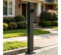 Rubinetto da esterno in acciaio inossidabile, colonna d'acqua da giardino con doppio ingresso e portatubo, fonte d'acqua per l'irrigazione e il lavaggio(Stile 2,Height: 95cm/37.4in)