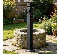 Rubinetto da esterno in acciaio inossidabile, colonna d'acqua da giardino con doppio ingresso e portatubo, fonte d'acqua per l'irrigazione e il lavaggio(Stile 1,Height: 80cm/31.5in)
