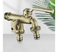 Rubinetto da giardino a doppia uscita, 1,27 cm, antigelo, in bronzo, resistente alle intemperie, per irrigazione e irrigazione efficienti