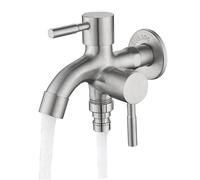 Rubinetto Da Giardino a Doppia Uscita Con Rubinetto Esterno Rubinetto Da Giardino Doppio Da 1/2 Pollice Rubinetto per Acqua in Acciaio Inossidabile Resistente Alla Ruggine per Giardino,Casa Industria