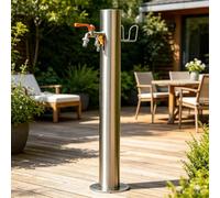 Rubinetto da giardino a doppia uscita in acciaio inossidabile, rubinetto per acqua da esterno resistente, idrante da cortile a colonna d'acqua verticale per il patio della villa(A,Height: 86cm/33.9in)