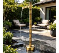 Rubinetto da Giardino Colonna d'Acqua per Esterni con Rubinetto, Idrante da Giardino in Ottone - Design con Giunti in bambù, Distributore d'Acqua Decorativo Indipendente per Fontana(Side inlet,33.5cm)