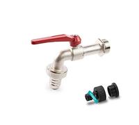 Rubinetto da Giardino, da 1" a Sfera in Ottone con Portagomma Maschio, da Esterno| Presa Rubinetto Universale in Omaggio Made in Italy| Set Rubinetti Irrigazione (1")