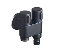 Rubinetto da giardino doppio deviatore uno in due 1/2 for lavatrice Rubinetti in ottone Valvola a angolo di controllo for esterni for bagno, Nero A(Black A)