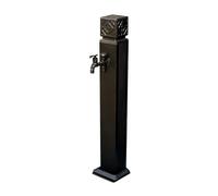 Rubinetto da giardino in alluminio e acciaio inox, design verticale quadrato, doppia uscita, colonna d'acqua decorativa per irrigazione e lavaggio (nero, 100 cm)