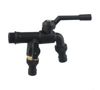 Rubinetto da giardino in ottone nero con protezione antigelo e doppio connettore da 1/2 pollice per esterni Robusto rubinetto in rame per tubo e irrigazione (doppia testa)