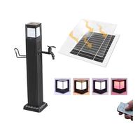Rubinetto da giardino resistente al gelo per esterni Idrante antincendio autonomo con telecomando e illuminazione solare a LED, 14 x 14 x 73,5 cm