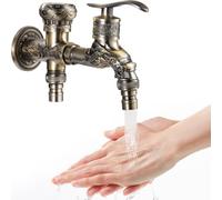 Rubinetto da giardino retrò con doppie uscite, rubinetto vintage per lavabo a forma di drago, per cucina, bagno e aree esterne