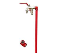 Rubinetto da giardino verticale a colonna d'acqua - palo in acciaio inossidabile 304 con doppie uscite in rame, design bloccabile, 40 cm, ideale per irrigazione esterna e giardinaggio