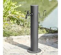 Rubinetto da giardino verticale in acciaio inossidabile 304, resistente al gelo, a prova di crepe, montaggio a terra, design cilindrico, perfetto per fontana da giardino, 50 cm di altezza x 10,5 cm di