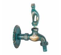 Rubinetto da Giardino Vintage a Forma di Gatto in Ottone Patinato