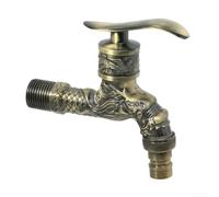 Rubinetto da giardino vintage da 1/2 pollici design drago antico montaggio a parete rubinetto esterno in bronzo a prova di perdite in lega di zinco controllo dell'acqua set completo con piastra di