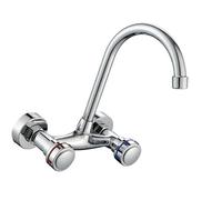 Rubinetto da parete a doppia maniglia 360 Ruota Costruzione in ottone Accessori da cucina Miscelatore acqua calda fredda Aggiornamenti per lavello Rubinetto del bagno dell'acqua fredda e calda